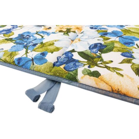  Cuscino Sedia Giardino Coprisedia Pieghevole Seduta Schienale Morbido 100% Made In Italy - Blu