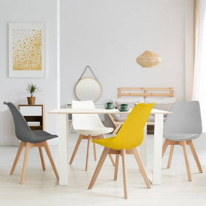  Set Di 4 Sedie SARA Mix Color Grigio Scuro, Grigio Chiaro, Bianco E Giallo