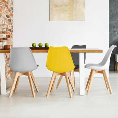  Set Di 4 Sedie SARA Mix Color Grigio Scuro, Grigio Chiaro, Bianco E Giallo