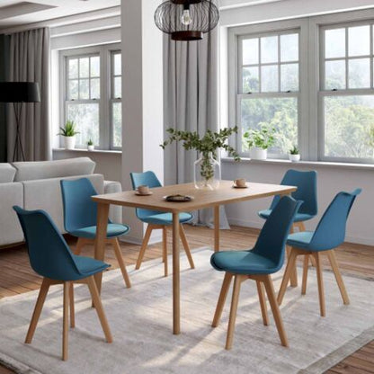  Set Di 6 Sedie SARA Blu Anatra Per Sala Da Pranzo