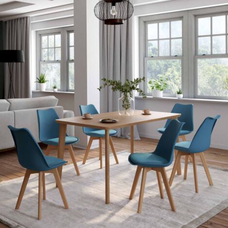  Set Di 6 Sedie SARA Blu Anatra Per Sala Da Pranzo