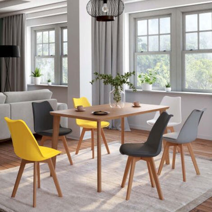  Set Di 6 Sedie SARA Mix Colore Grigio Chiaro, Bianco, 2 Grigio Scuro, 2 Giallo