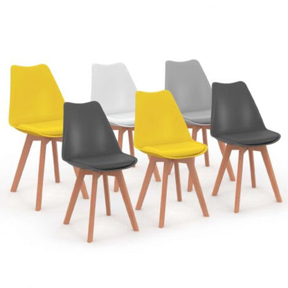  Set Di 6 Sedie SARA Mix Colore Grigio Chiaro, Bianco, 2 Grigio Scuro, 2 Giallo