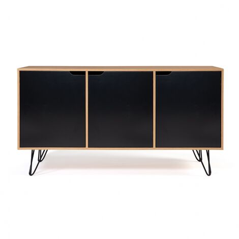  Credenza Bassa Vintage NOEMI 3 Ante In Legno Con Piedi A Forcina