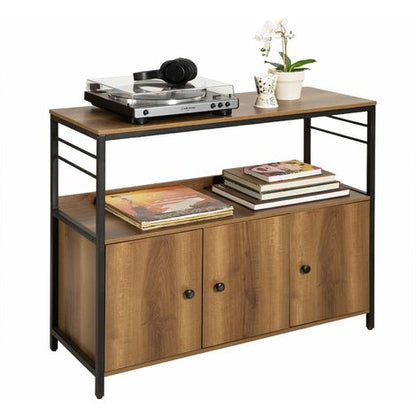  SoBuy Mobiletto Soggiorno Credenza Cucina Con 3 Ante E 1 Ripiano A Giorno Armadietto Stile Vintage 100x38x80cm FSB63-PF