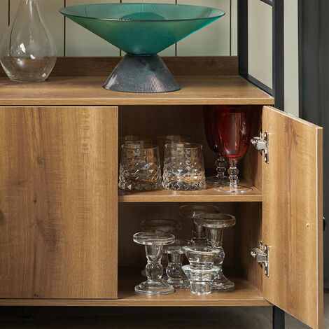 SoBuy Mobiletto Soggiorno Credenza Cucina Con 3 Ante E 1 Ripiano A Giorno Armadietto Stile Vintage 100x38x80cm FSB63-PF