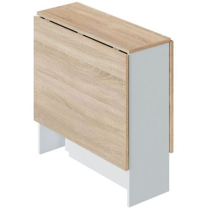  Tavolo Allungabile, Tavolo Da Pranzo Pieghevole Con Piano Abbattibile, Tavolo Ausiliario Richiudibile, Cm 31x77h78, Bianco E Rovere