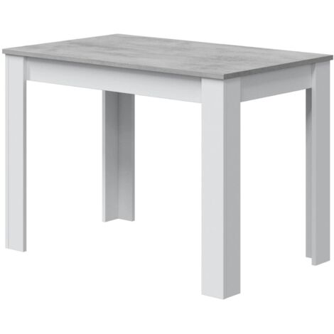  Tavolo Fisso, Tavolo Per Sala Pranzo, Tavolo Consolle Moderno Per Salotto O Cucina, Cm 109x67x78, Bianco E Cemento
