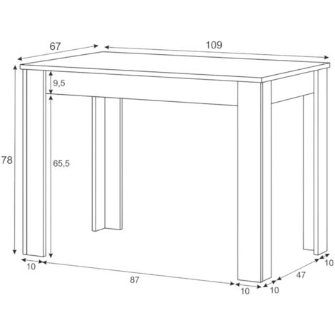  Tavolo Fisso, Tavolo Per Sala Pranzo, Tavolo Consolle Moderno Per Salotto O Cucina, Cm 109x67x78, Bianco E Cemento
