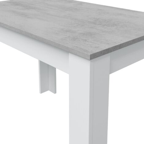  Tavolo Fisso, Tavolo Per Sala Pranzo, Tavolo Consolle Moderno Per Salotto O Cucina, Cm 109x67x78, Bianco E Cemento