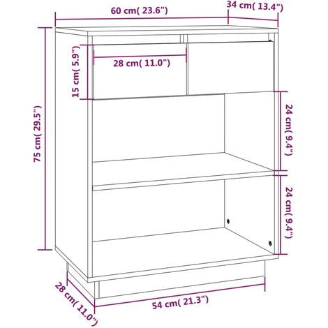  Mobile Consolle Bianco 60x34x75 Cm In Legno Massello Di Pino VidaXL