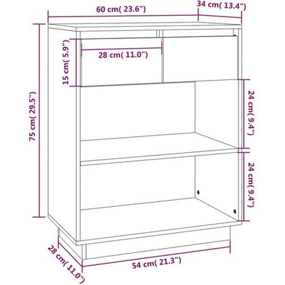  Mobile Consolle Bianco 60x34x75 Cm In Legno Massello Di Pino VidaXL