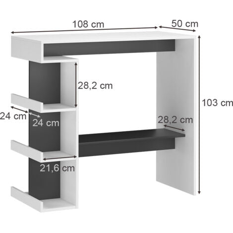  Tavolo Da Bar „Dana“ Bianco/Antracite Vicco