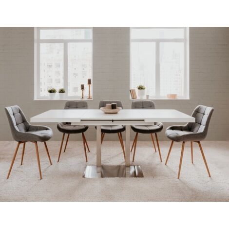  Tavolo Da Salotto 120x80 Cm Allungabile A 200 Cm Colore Bianco Opaco Bianco