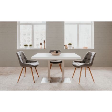  Tavolo Da Salotto 120x80 Cm Allungabile A 200 Cm Colore Bianco Opaco Bianco