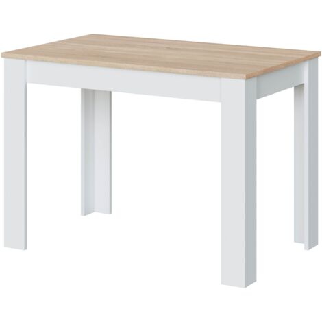  Tavolo Fisso, Tavolo Per Sala Pranzo, Tavolo Consolle Moderno Per Salotto O Cucina, Cm 109x67x78, Bianco E Rovere