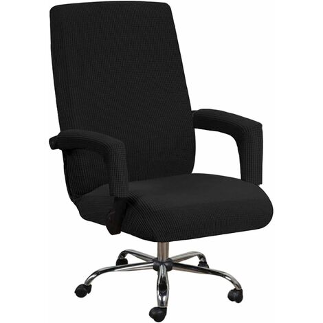  HIASDFLS Fodera Per Sedia Da Ufficio - Fodera Per Sedia Da Ufficio Elastica Universale Staccabile - Fodera Per Sedia Moderna - Fodera Per Sedia Elastica Lavabile - Nero - Taglia: XL