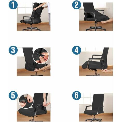  HIASDFLS Fodera Per Sedia Da Ufficio - Fodera Per Sedia Da Ufficio Elastica Universale Staccabile - Fodera Per Sedia Moderna - Fodera Per Sedia Elastica Lavabile - Nero - Taglia: XL