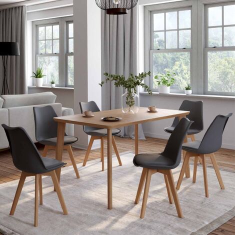  Set Di 6 Sedie SARA Grigio Scuro Per Sala Da Pranzo