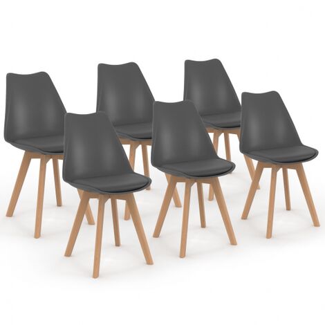  Set Di 6 Sedie SARA Grigio Scuro Per Sala Da Pranzo