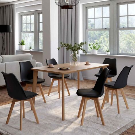  Set Di 6 Sedie SARA Nere Per Sala Da Pranzo