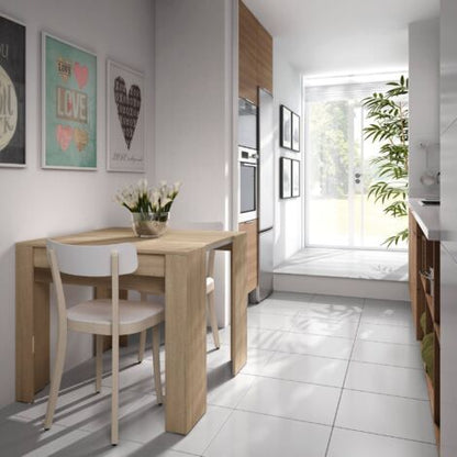  Dmora Consolle Compton, Tavolo Da Pranzo Allungabile, Tavolo Con Allunghe Multiuso Estensibile Fino A 10 Posti, Cm 51/237x90h78, Rovere