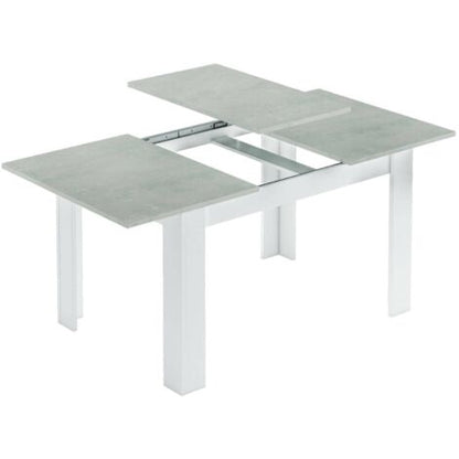  Dmora Tavolo Allungabile Midland, Tavolo Per Sala Da Pranzo Allungabile, Tavolo Da Pranzo Estensibile Con Allunga, Cm 140/190x90h78, Cemento E Bianco