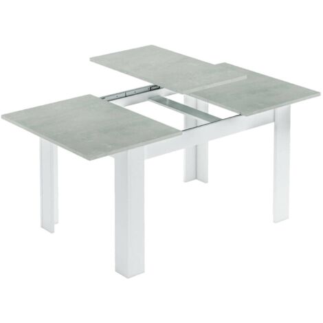  Dmora Tavolo Allungabile Midland, Tavolo Per Sala Da Pranzo Allungabile, Tavolo Da Pranzo Estensibile Con Allunga, Cm 140/190x90h78, Cemento E Bianco