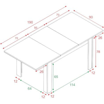  Dmora Tavolo Allungabile Midland, Tavolo Per Sala Da Pranzo Allungabile, Tavolo Da Pranzo Estensibile Con Allunga, Cm 140/190x90h78, Cemento E Bianco
