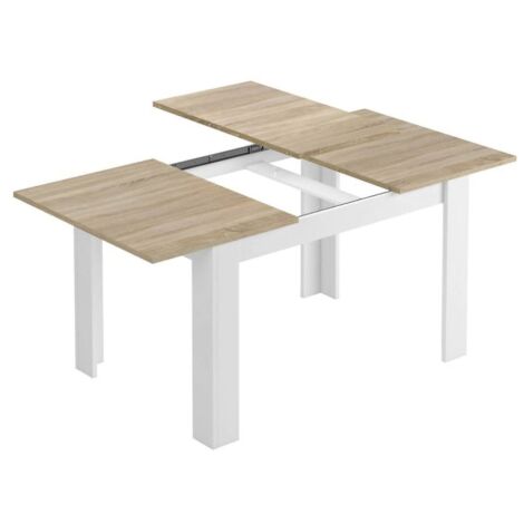  Dmora Tavolo Allungabile Midland, Tavolo Per Sala Da Pranzo Allungabile, Tavolo Da Pranzo Estensibile Con Allunga, Cm 140/190x90h78, Rovere E Bianco
