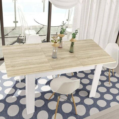  Dmora Tavolo Allungabile Midland, Tavolo Per Sala Da Pranzo Allungabile, Tavolo Da Pranzo Estensibile Con Allunga, Cm 140/190x90h78, Rovere E Bianco