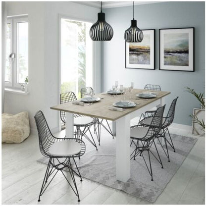  Tavolo Allungabile, Consolle Estensibile Per Sala Da Pranzo, Tavolo Apribile Da Cucina Con Prolunga, Cm 140/190x90h78, Rovere E Bianco