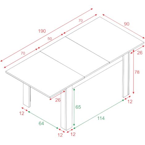  Tavolo Allungabile, Consolle Estensibile Per Sala Da Pranzo, Tavolo Apribile Da Cucina Con Prolunga, Cm 140/190x90h78, Rovere E Bianco
