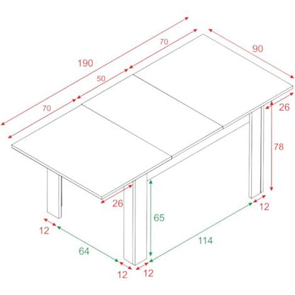  Tavolo Allungabile, Consolle Estensibile Per Sala Da Pranzo, Tavolo Apribile Da Cucina Con Prolunga, Cm 140/190x90h78, Rovere E Bianco
