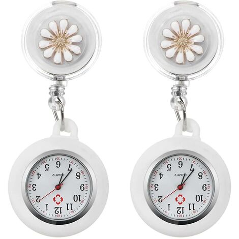  Orologio Da Infermiera Retrattile, Orologio A Clip Orologio Da Tasca Portatile Orologio Da Bavero Orologio Da Polso Con Custodia In Silicone Per Ragazze Donna Infermiera 2 Pezzi