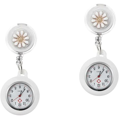  Orologio Da Infermiera Retrattile, Orologio A Clip Orologio Da Tasca Portatile Orologio Da Bavero Orologio Da Polso Con Custodia In Silicone Per Ragazze Donna Infermiera 2 Pezzi