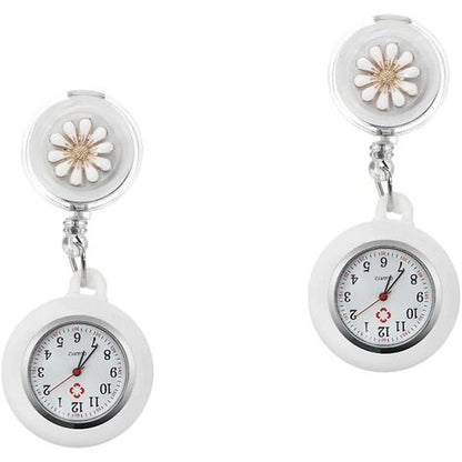  Orologio Da Infermiera Retrattile, Orologio A Clip Orologio Da Tasca Portatile Orologio Da Bavero Orologio Da Polso Con Custodia In Silicone Per Ragazze Donna Infermiera 2 Pezzi