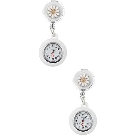  Orologio Da Infermiera Retrattile, Orologio A Clip Orologio Da Tasca Portatile Orologio Da Bavero Orologio Da Polso Con Custodia In Silicone Per Ragazze Donna Infermiera 2 Pezzi
