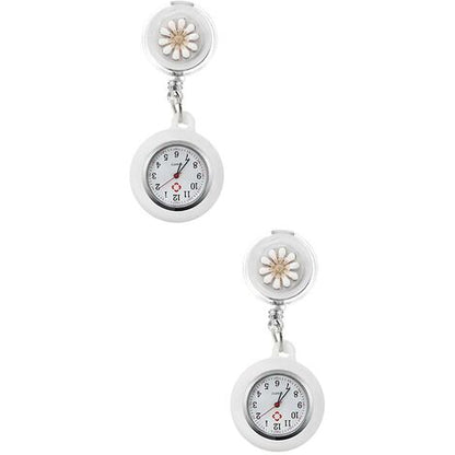  Orologio Da Infermiera Retrattile, Orologio A Clip Orologio Da Tasca Portatile Orologio Da Bavero Orologio Da Polso Con Custodia In Silicone Per Ragazze Donna Infermiera 2 Pezzi