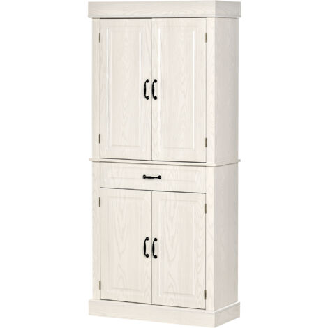  HOMCOM Credenza Cucina Con 2 Armadietti E Cassetto In Stile Coloniale, 80x35x180cm Bianco