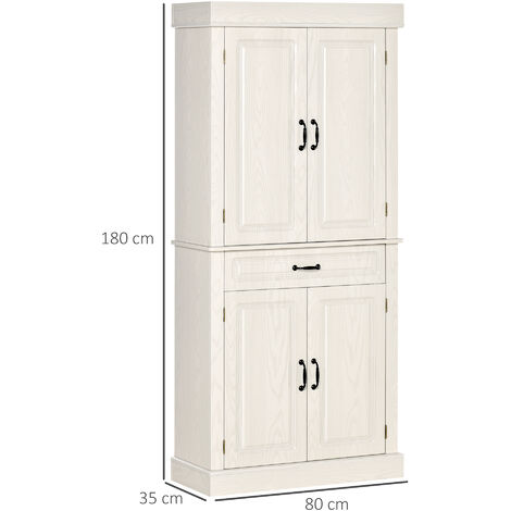  HOMCOM Credenza Cucina Con 2 Armadietti E Cassetto In Stile Coloniale, 80x35x180cm Bianco