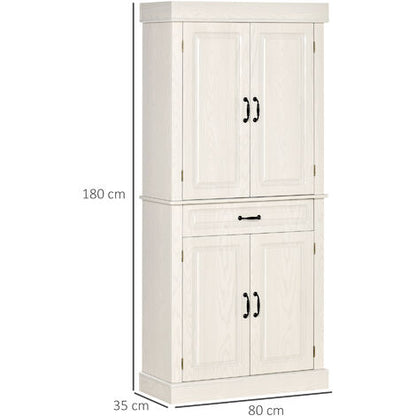  HOMCOM Credenza Cucina Con 2 Armadietti E Cassetto In Stile Coloniale, 80x35x180cm Bianco