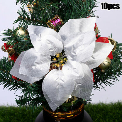  Decorazione Dell&39albero Di Natale Fiori Di Natale Per La Decorazione Alberi Di Natale/ghirlande Ornamenti Appesi 10 Pezzi Di Alta Qualità,silver,CHINA