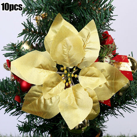  Decorazione Dell&39albero Di Natale Fiori Di Natale Per La Decorazione Alberi Di Natale/ghirlande Ornamenti Appesi 10 Pezzi Di Alta Qualità,silver,CHINA