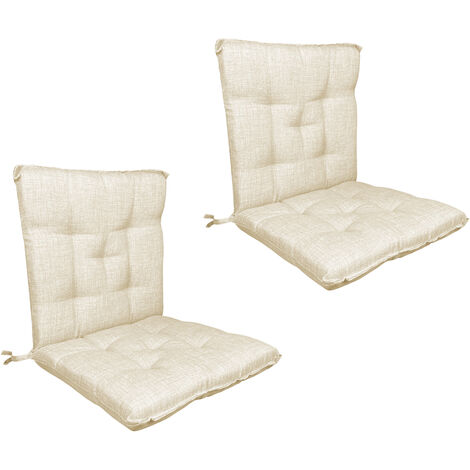  Set Cuscini Sedia Con Schienale Imbottiti Con Laccetti Banda Elastica 40 X 80 Cm Panna - 2 Pezzi