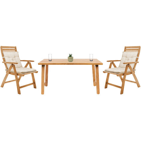 Set Cuscini Sedia Con Schienale Imbottiti Con Laccetti Banda Elastica 40 X 80 Cm Panna - 2 Pezzi