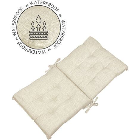 Set Cuscini Sedia Con Schienale Imbottiti Con Laccetti Banda Elastica 40 X 80 Cm Panna - 2 Pezzi