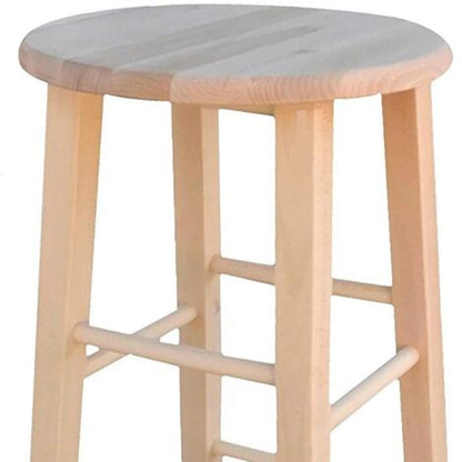  Sgabello In Legno Grezzo H 68 Cm Seduta Rotonda Con Gambe Dritte