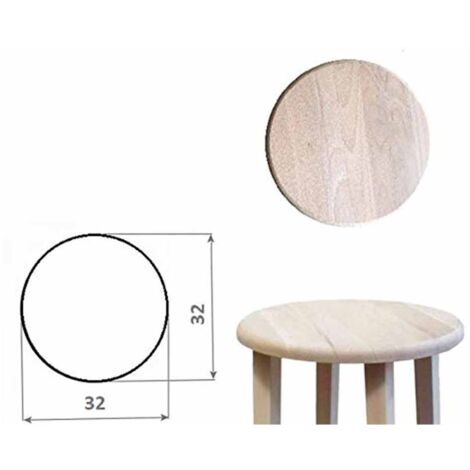  Sgabello In Legno Grezzo H 68 Cm Seduta Rotonda Con Gambe Dritte