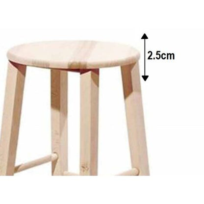  Sgabello In Legno Grezzo H 68 Cm Seduta Rotonda Con Gambe Dritte